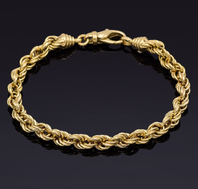Vintage Tiffany & Co 18K Yellow Gold Rope Chain Bracelet 13.4 Grams