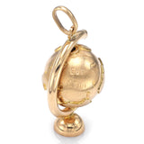 Vintage 14K Yellow Gold Spinning Globe World Charm Pendant
