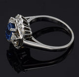 GIA Certified Antique 14K Gold Natural Sapphire &0.92TCW Diamond Band Ring 4.53G