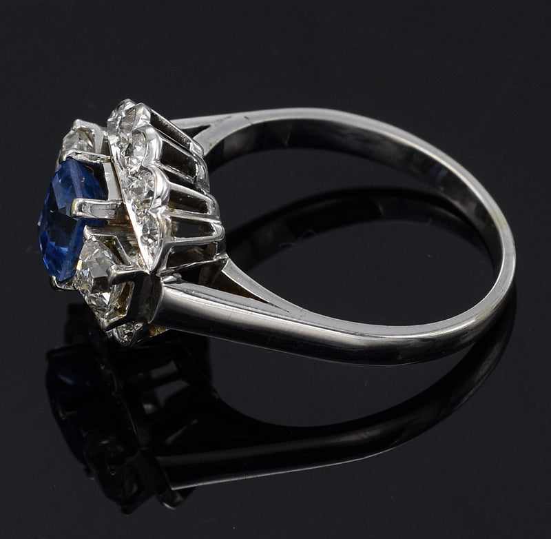 GIA Certified Antique 14K Gold Natural Sapphire &0.92TCW Diamond Band Ring 4.53G