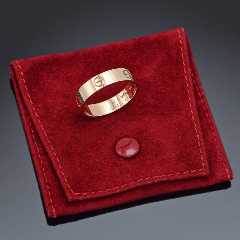 Cartier Love 18K Rose Gold Band Ring 5.5 mm + Pouch, Certificate of Authenticity