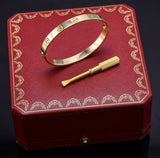 CARTIER 18K Yellow Gold Screw Love Bracelet Size 16 + Box, Screwdriver 28.4Grams