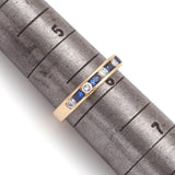 Vintage 14K Yellow Gold Sapphire & Diamond Semi-Eternity Band Ring