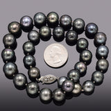 Vintage Sterling Silver Genuine South Sea Pearl Beaded Stand Necklace +Box 95.7G