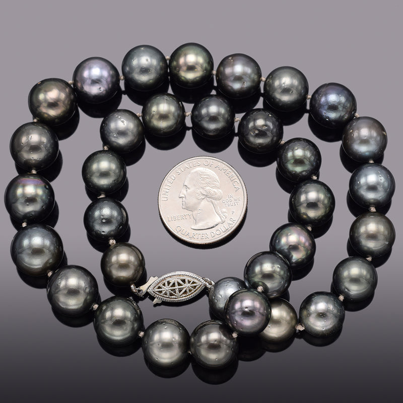 Vintage Sterling Silver Genuine South Sea Pearl Beaded Stand Necklace +Box 95.7G