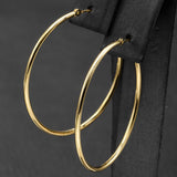 Estate 14K Yellow Gold 1.5 mm Hoop Earrings 37.0 x 36.5 mm