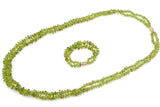 Vintage GUMP'S 14K Yellow Gold Peridot Beaded Strand Bracelet & Necklace Set