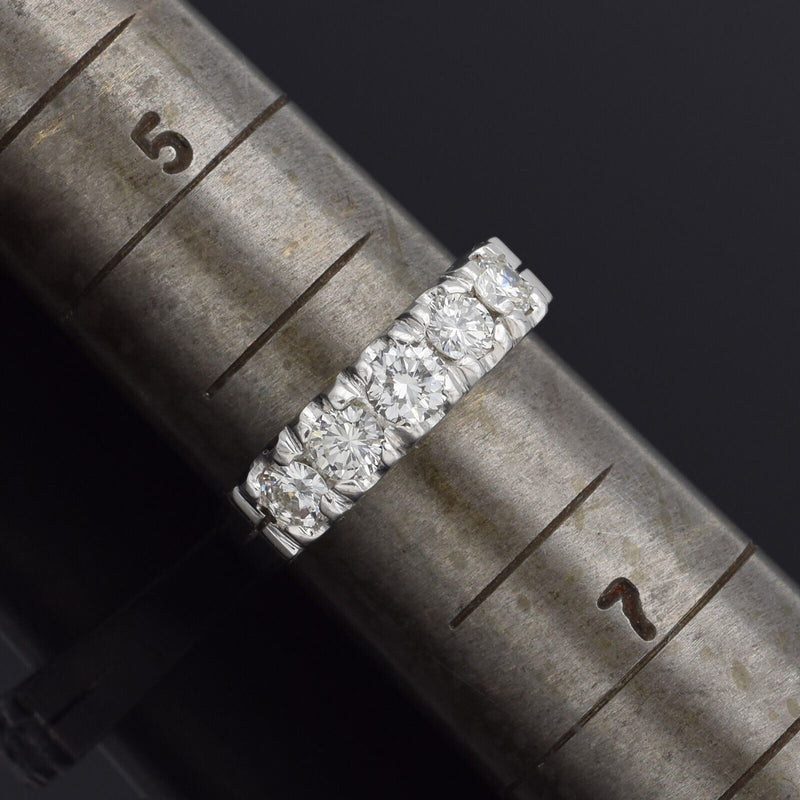 Vintage 14K White Gold 1.09 TCW Diamond Semi-Eternity Band Ring 4.0G Size 6