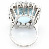 Vintage 14K White Gold Aquamarine And Diamond Cocktail Ring