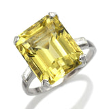 Vintage Platinum 8.02 Carat Citrine & 0.34 TCW Diamond Cocktail Ring