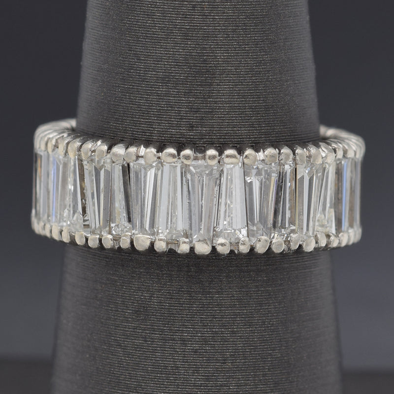 Vintage Platinum 5.40 TCW Diamond Baguette Eternity Band Ring