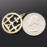 Vintage James Avery 14K Gold Retired Cross & Candle Circle Pendant 4.7 Grams