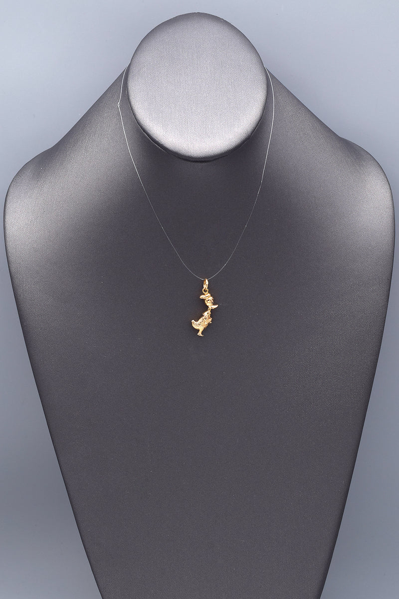Vintage 18K Yellow Gold Donald Duck Charm Pendant