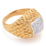Vintage 18K Yellow Gold & Platinum 0.27 TCW Diamond Signet Band Ring