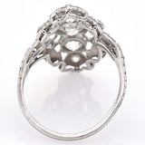 Antique Platinum Old Euro Cut Diamond Art Deco Cocktail Ring