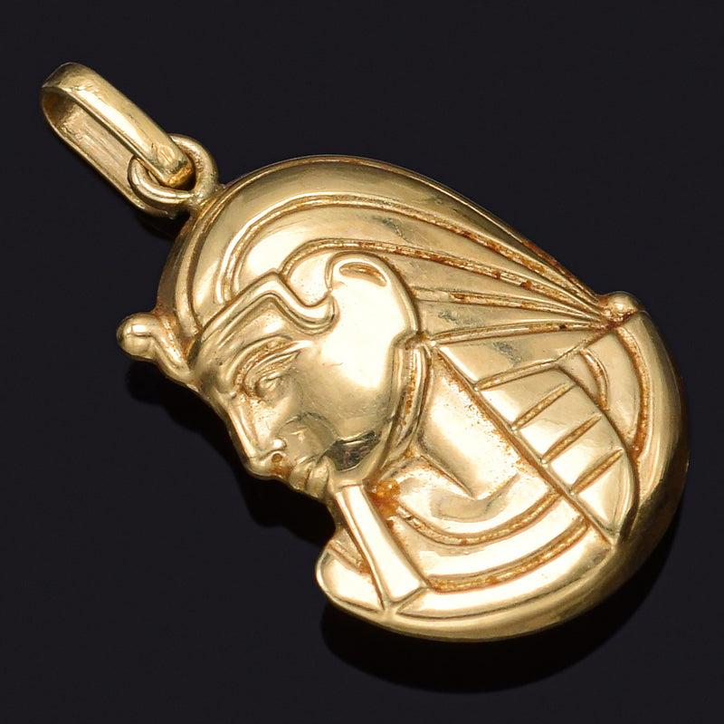 Vintage 14K Yellow Gold Egyptian King Pharaoh Charm Pendant
