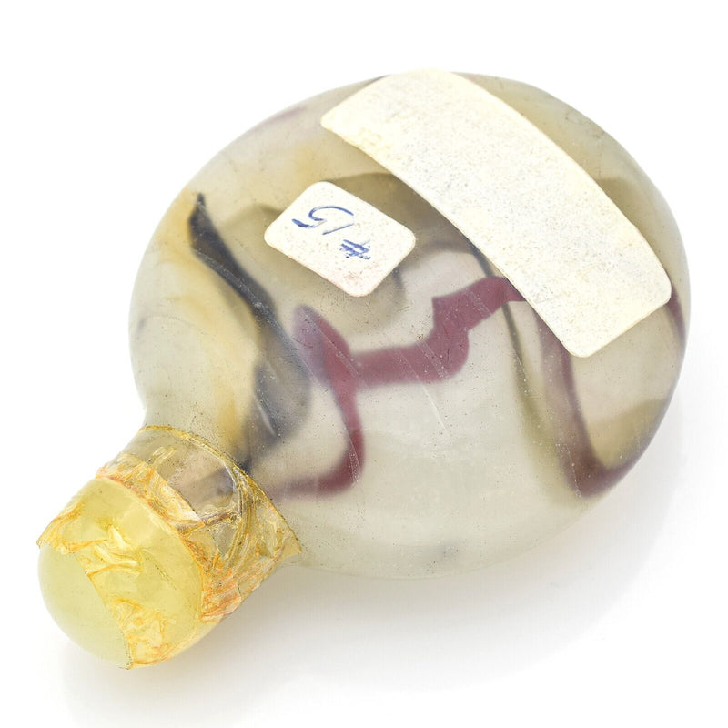Antique Chinese White & Brown Peking Glass & Jade Cap Snuff Bottle 40.7 Grams