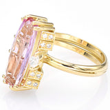 Vintage 18K Yellow Gold Pink Tourmaline & Diamond Cocktail Ring