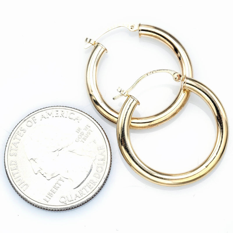 Estate 14K Yellow Gold 3 mm Hoop Earrings