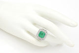 Vintage 14K White Gold 4.02 Ct Emerald & 1.24 TCW Diamond Cocktail Ring 7.4G