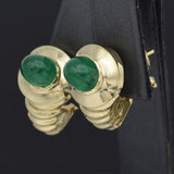Vintage 14K Yellow Gold Emerald Omega Back Drop Earrings