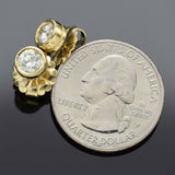 Vintage 14K Yellow Gold 1.02 TCW Diamond Round Bezel Stud Earrings