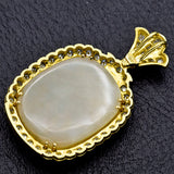 Vintage 18K Yellow Gold Opal & Diamond Pendant H/I SI-1