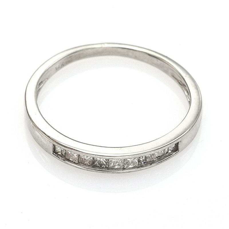 Vintage 14K White Gold 0.26 TCW Diamond Square Cut Band Ring