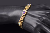 Vintage Museum Company 14K Yellow Gold Multi-Stone & Diamond Enamel Slide Bracelet 14.8 Gr