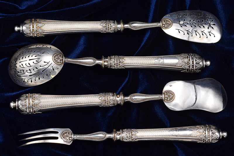 Antique 19th Century French Sterling Silver Hors d'oeuvre Set 143.0 Grams