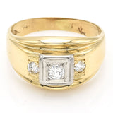 Vintage 14K Yellow & White Gold Diamond Three-Stone Band Ring