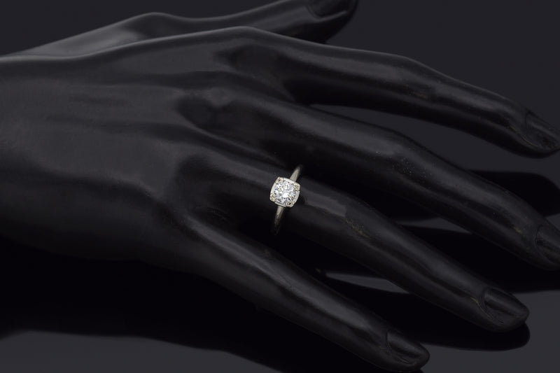Vintage J.B. Signed 14K White Gold 0.54 Carat Diamond Solitaire Band Ring