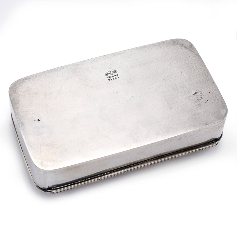 Antique Victorian Sterling Silver Etched Cigar Case Holder Box