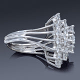 Vintage 14K White Gold 3.24 TCW Diamond Cluster Cocktail Ring 7.7 Grams Sz 6.75