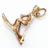 Vintage 14K Yellow Gold Ski Racer Charm Pendant