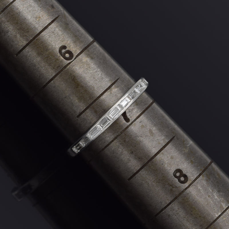Antique Platinum 0.61 TCW Diamond Baguette Semi-Eternity Band Ring