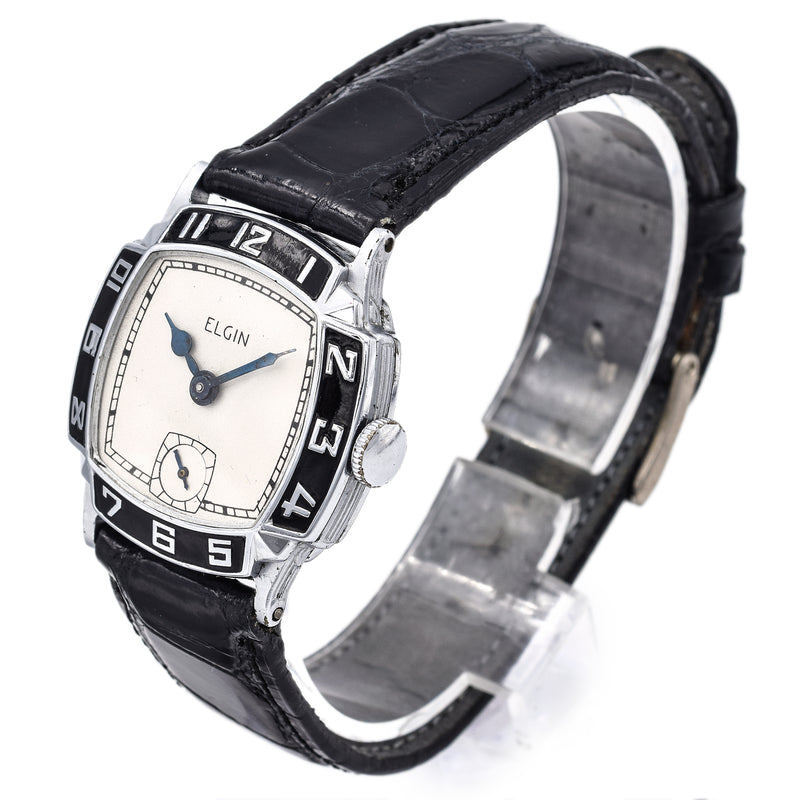 Vintage 1931 Elgin Thrift 433 Enamel Bezel Men's Automatic Watch 29 mm