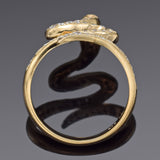 Vintage 14K Yellow Gold 0.42 TCW Diamond & Emerald Snake Band Ring