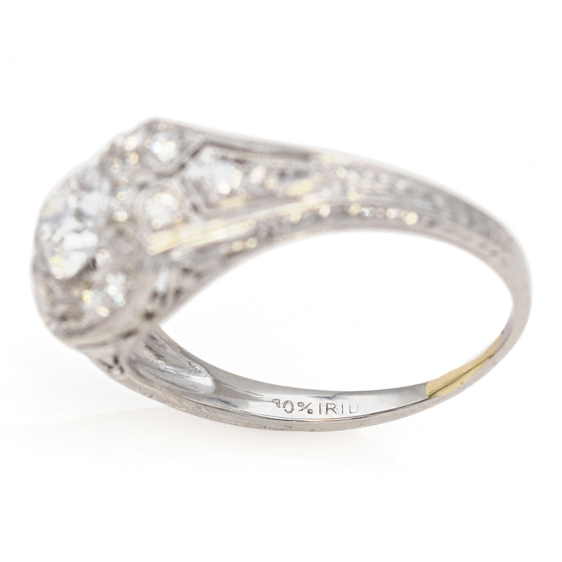 Antique Art Deco Platinum 0.67 TCW Diamond Band Ring Size 5 + Box