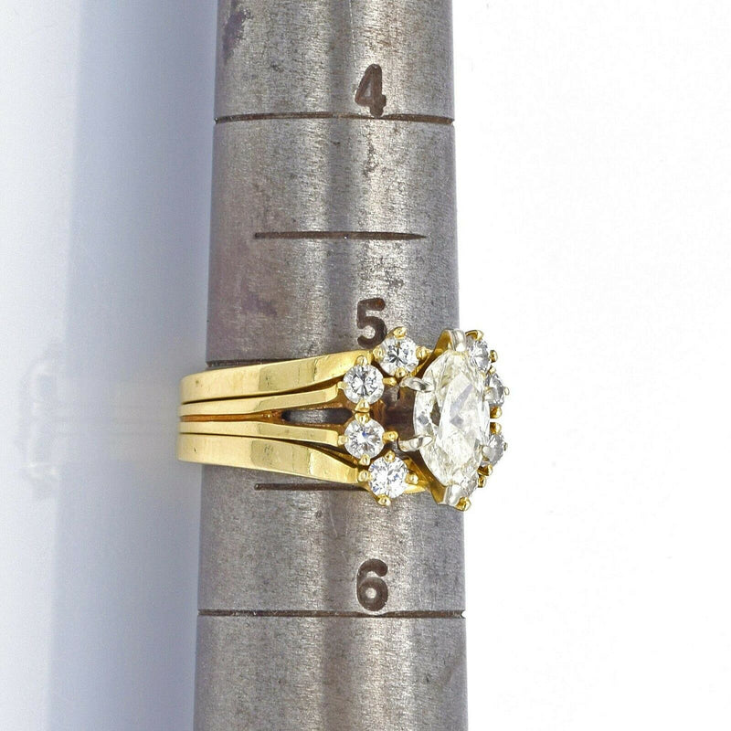 Vintage 14K Yellow Gold 0.84 Ct Marquise Diamond Three-Piece Ring Set