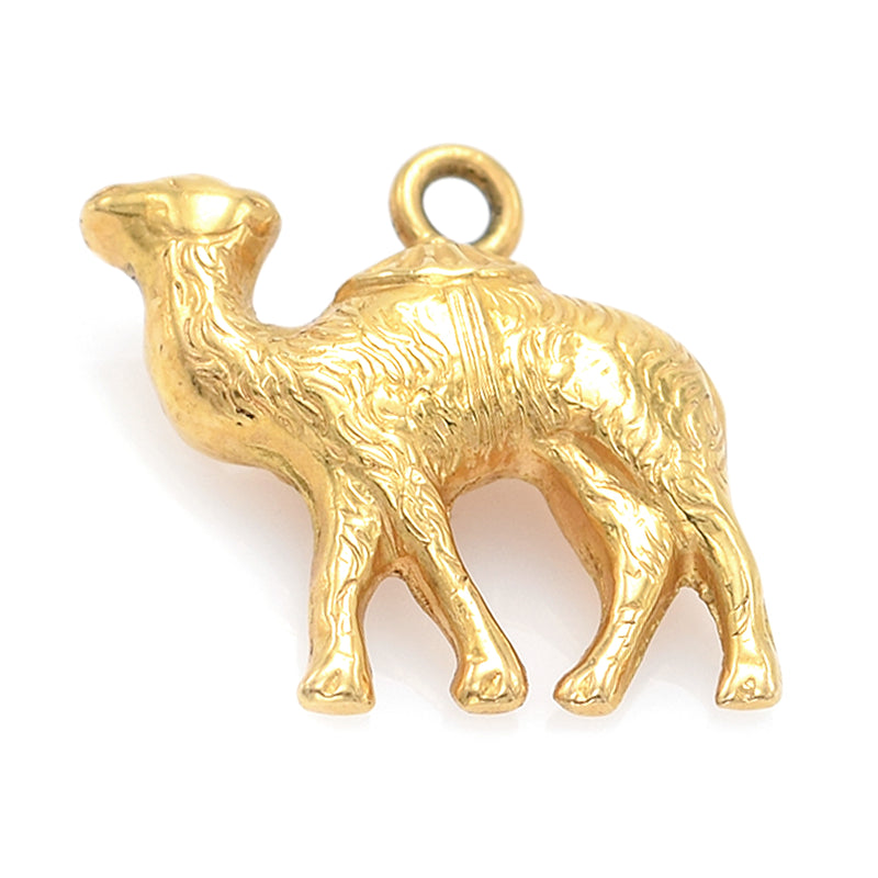 Vintage 18K Yellow Gold Camel Charm Pendant