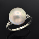 Vintage 14K White Gold Mabe Pearl Band Ring