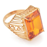 Vintage 18K Yellow Gold 12.80 Ct Mandarin Orange Sapphire Cocktail Ring