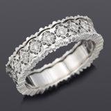 Vintage 18K White Gold 0.055 TCW Diamond Filigree Eternity Band Ring