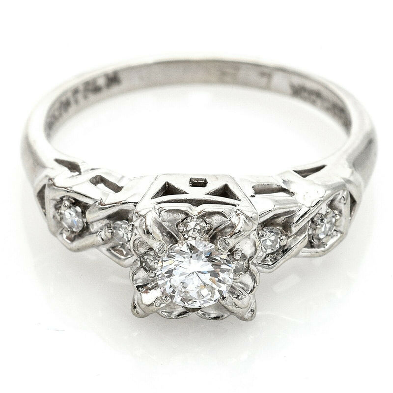 Vintage 14K White Gold 0.25 Ct Diamond Band Ring E/F VS-1