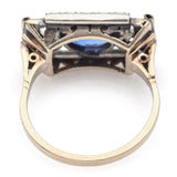 Antique Art Deco 14K Yellow Gold & Platinum 0.57 TCW Diamond & Sapphire Ring