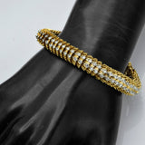 Vintage 18K Yellow Gold Single Cut Diamond Woven Link Bracelet