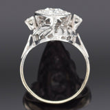 Antique 18K White Gold 2.17 TCW Diamond Art Deco Cocktail Ring +Box 6.9G Sz 6.25