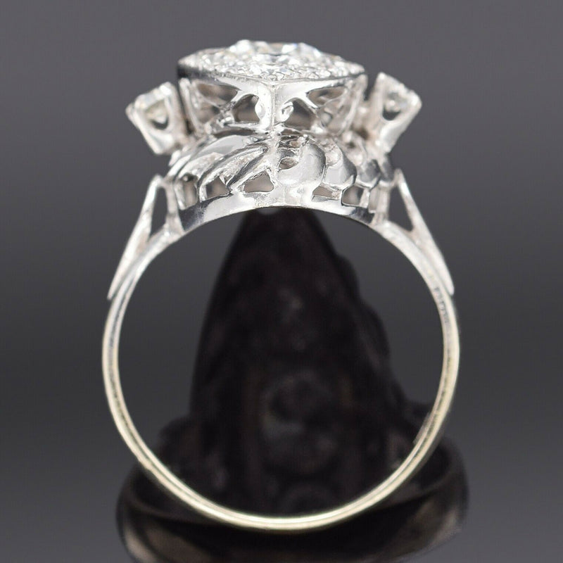 Antique 18K White Gold 2.17 TCW Diamond Art Deco Cocktail Ring +Box 6.9G Sz 6.25