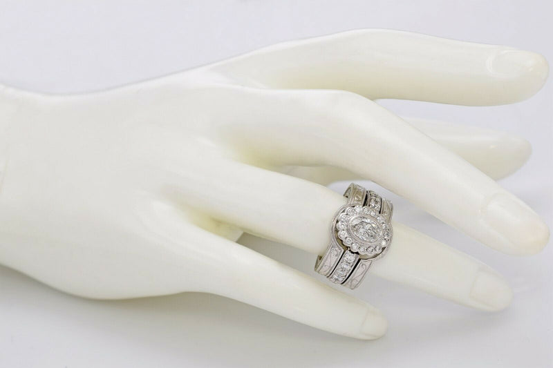 Vintage Platinum 2.69 TCW Diamond Soldered 3 Piece Ring Set 22.2 Grams Size 4